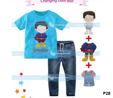 setelan baju celana jeans superman